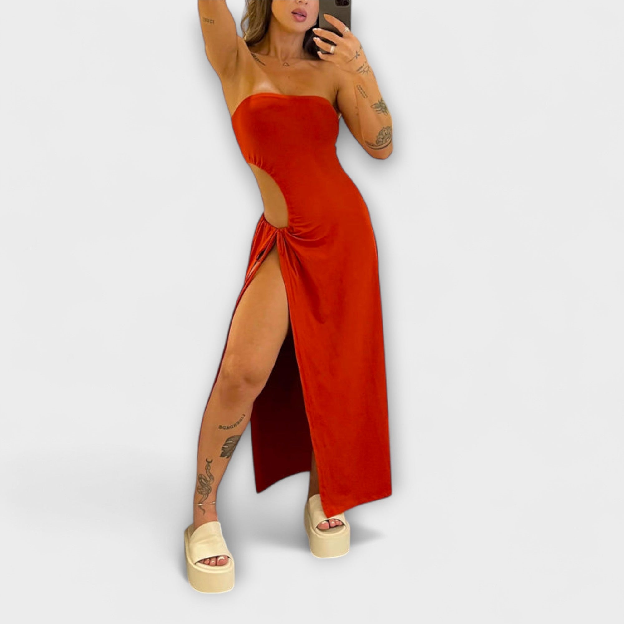 Lara | Abito body con fascia e spacchetti laterali — 6